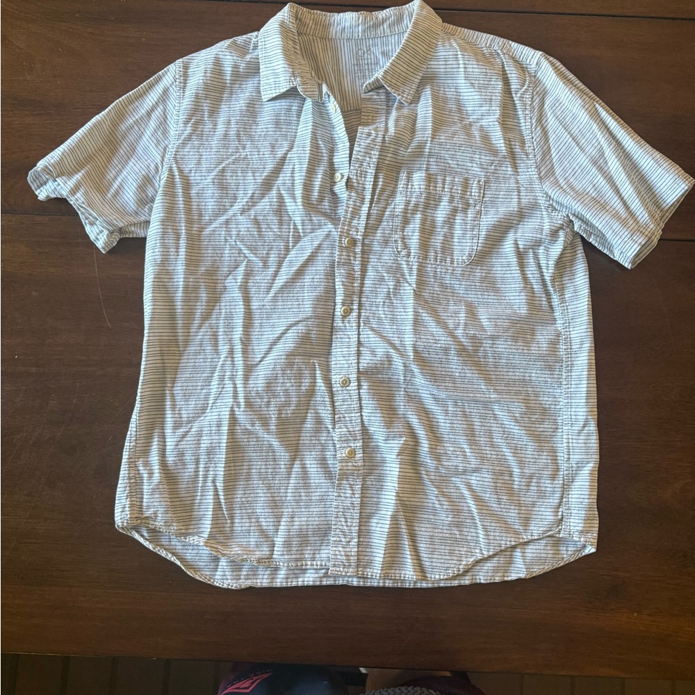 Outerknown Men's Blue Striped Button Down Shirt